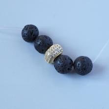 Бусины металл со стразами 9*9*5,5мм отв.4мм арт.ИВ-956 золото (нерж.сталь)