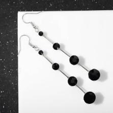 Серьги "Капли" со стразами арт.2522980 черный/серебро