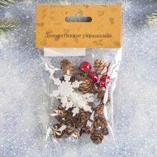 Набор для декора "Шишки со снежинками" арт.3608267 (20гр)
