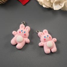 Подвеска акрил "Зайка пушистый" 20*30мм арт.ИВ-355 розовый