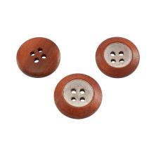 Пуговица дерево арт.BT.WD.634 18мм 28L коричневый/белый