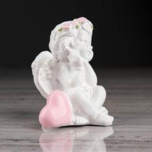 Сувенир гипс "Ангел с розовым сердцем" 5*7см арт.3330166 белый