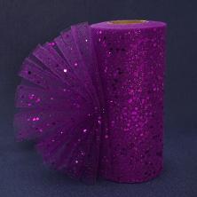 Фатин средней жесткости 15см с блестками арт.SF-605 т.сиреневый-23