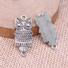 Коннектор "Сова" 13*28,5мм отв-е 2мм арт.ИВ-241 серебро