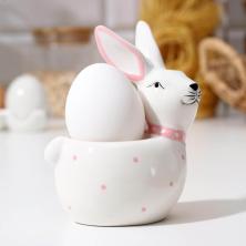 Подставка под яйцо "Зайка" 9,5*7,5*11,5см арт.5287713 белый/розовый (доломит)