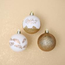 Набор из  3-х елочных шаров 6см арт.7582535 белый/золото