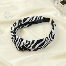 Ободок пластик/текстиль 25мм "Флоранс" арт.10530923 бело-черный