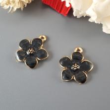 Подвеска "Незабудка" 15*17мм эмаль арт.ИВ-98 черный/золото