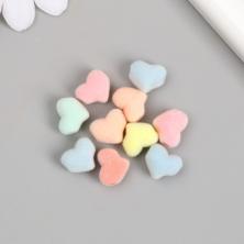 Бусины акрил "Сердечко" 10*10*6мм арт.9897456 ассорти барх.напыление