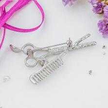 Брошь "Парикмахер" 30*45мм арт.1489142 серебро