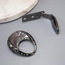 Застежка шубная со стразами арт.1622 т.никель
