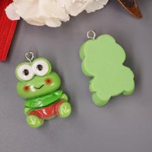 Подвеска акрил "Лягушка" 25*30мм арт.ИВ-395 зеленый