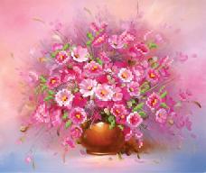 4062 "Розовые анемоны" Рисунок на шелке бисером "Матренин Посад" 28*34см