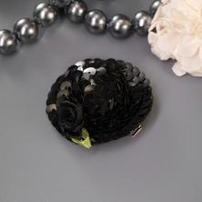 Шляпка  4,5см с пайетками и зажимом арт.L-006