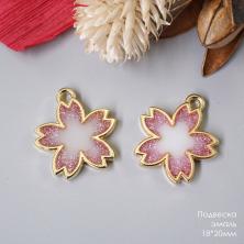 Подвеска двусторон."Цветок" 18*20мм эмаль ИВ-1118 роз/зол/блестки