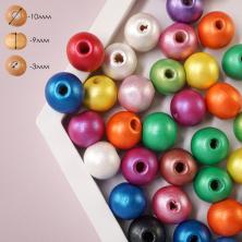 Бусины дерево 10мм арт.10715315 металлик микс (50шт)