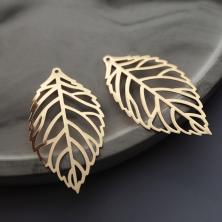 Подвеска металл "Листик" 40*22мм арт.304-798 золото