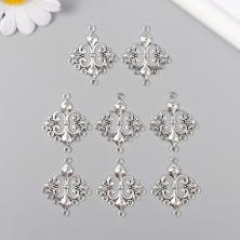 Коннектор "Лилия" 36*30мм отв-е 1,5мм арт.10428534 серебро