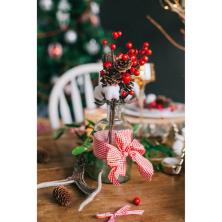 Веточка 19см с шишками, ягодками и хлопком арт.2291502