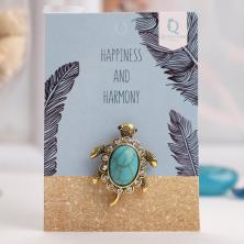 Брошь "Черепашка" 40*30мм арт.3723985 голубой/ч.золото