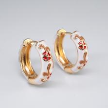 Серьги конго 22мм арт.ИВ-520 белый/красный/золото