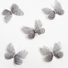 Бабочки шифоновые 30*25мм со стразами 2D арт.SF-4484 серый/черный-7