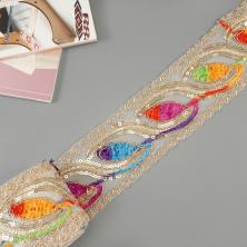 Тесьма на сетке 55мм с пайетками и люрексом арт.6406 золото