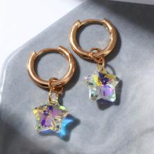 Серьги-кольца d-1,5см "Звездочки" арт.7141473 золото/перламутр