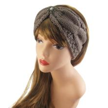 Повязка для волос вязаная "Жасмин" 11*23см арт.2470335 серый