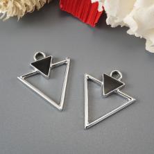 Подвеска "Треугольники" 18*22мм эмаль арт.ИВ-599 черный/серебро