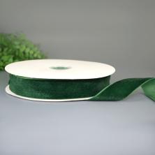 Лента бархатная 25мм арт.ФУ-0250 т.зеленый