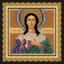 4078 "Св.Мученица Клавдия" Рисунок на ткани бисером "Вышивальная мозаика" 6,5*6,5см