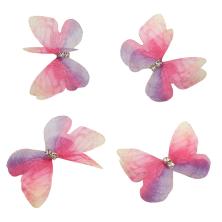 Бабочки шифоновые 30*25мм со стразами 2D арт.SF-4484 розовый/желтый-42