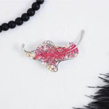 Брошь "Перышко" со стразами 50*33мм арт.X01-1082