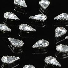 Камни пришивные акрил в металле "Капля" 8*13мм арт.9679297 Crystal/серебро
