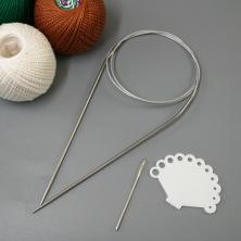 Спицы круговые на шнуре+игла 80см металл арт.ФУ-9264