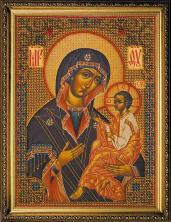 PT-0022 "Богоматерь Грузинская" Частичная вышивка мулине "Риолис" 19*26см