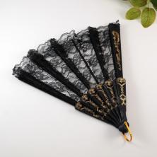 Веер гипюр 23см "Ажурный" арт.ИВ-867 черный