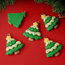 Подвеска акрил "Новогодняя ёлка" 24*28мм арт.ИВ-912 зеленый/микс