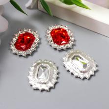 Серединка ювелирная металл 15*20мм арт.7330733 серебро/красный