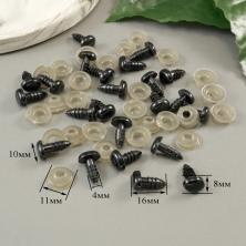 Глаза овальные винтовые 8*10*16*4/11мм арт.9073 черный