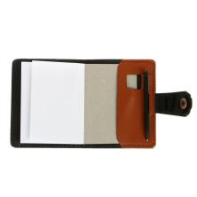 Записная книжка ПВХ с ручкой 10,5*8,5*1,5см линия арт.1696413 коричн (72листа)