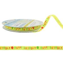 Лента атласная 6мм арт.ALP-063  W1/058 happy birthday яр.лимонный