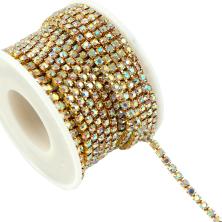 Тесьма-стразы SS12 1 линия стекло 3мм арт.ФУ-11087