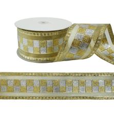 Лента армированная органза 63мм арт.29-328 золото