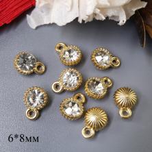 Подвеска металл/стекло "Кристалл" 6*8мм арт.ИВ-31 золото