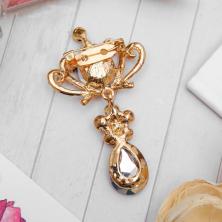 Брошь "Императрица" 35*60мм арт.1489175 золото/т.синий