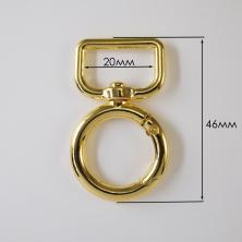 Кольцо-карабин металл d-20мм 4мм/19*46мм арт.17541 золото
