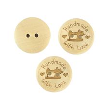 Пуговица дерево "Hand made with love" 20мм 32L арт.691 св.бежевый (9шт)