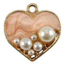 Подвеска "Сердце" 18*16мм с жемчугом арт.АЯ-0212 розовый